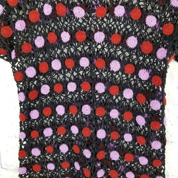 Boho Black, Lavendar, and Red Crochet Top. - Picture 2 of 4
